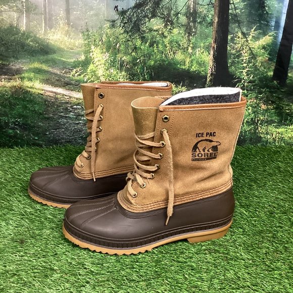 Sorel Leather Ice Pac Winter Snow Duck Lace Up Boots 9 - Picture 5 of 10